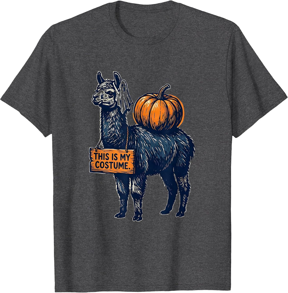 Men's This Is My Costume Funny Llama Halloween Novelty Humor T-Shirt - Dark Heather Grey