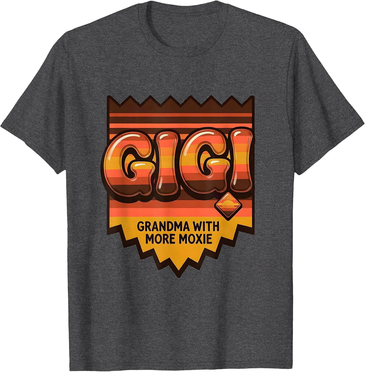 Gigi Grandma With More Moxie Retro 70s Funny Grandmother T-Shirt - Dark Heather Grey