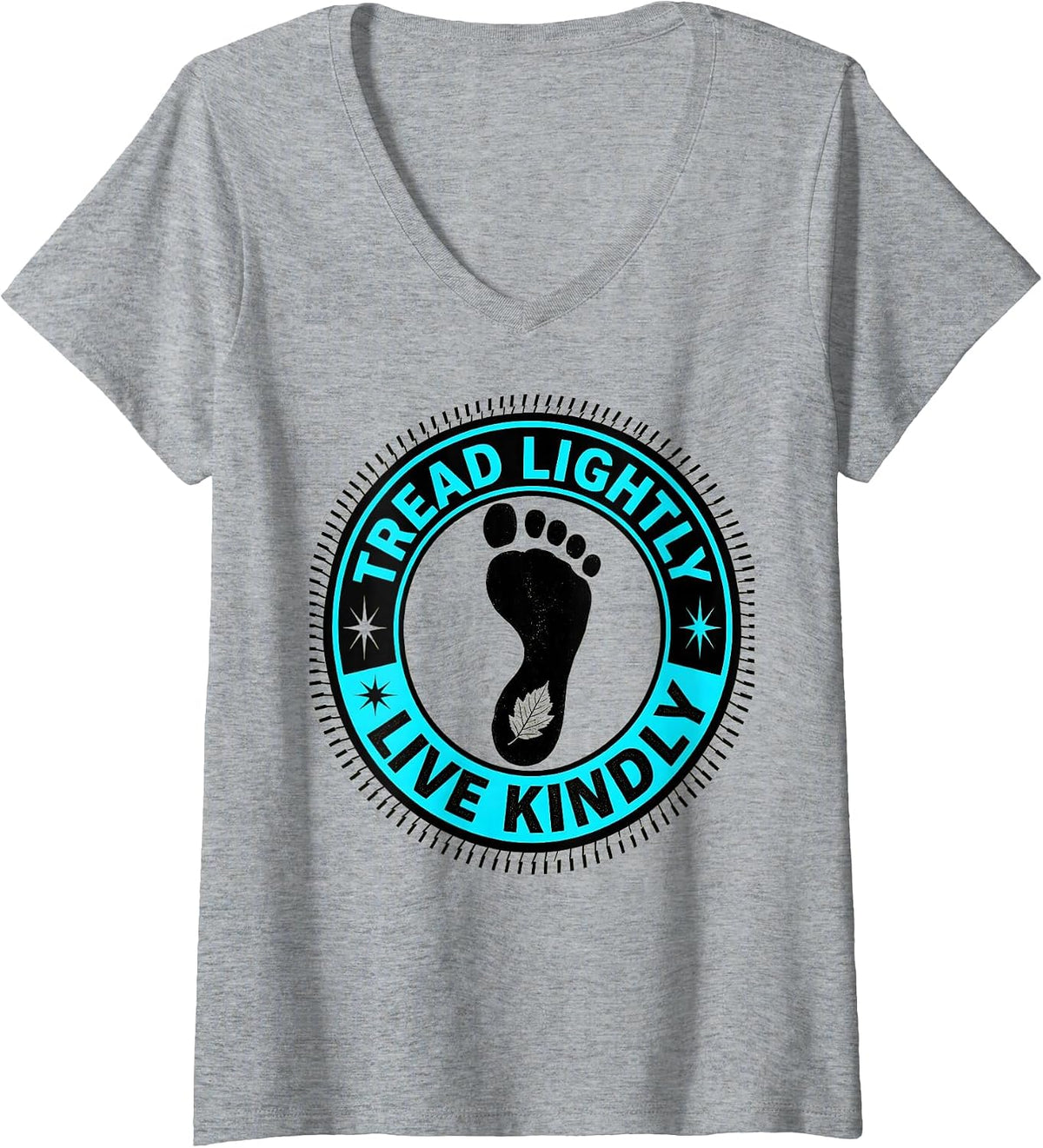 Women's Tread Lightly Live Kindly Respect The Locals V-Neck T-Shirt - Heather Grey