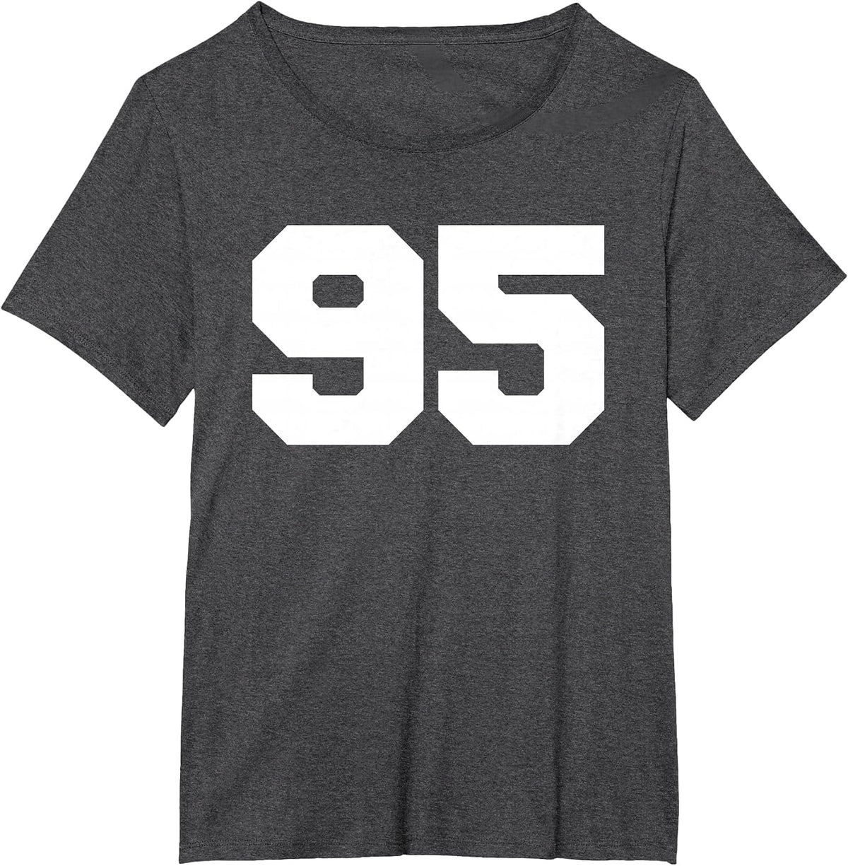 Number 95 Sports Jersey Player Fan T-Shirt Varsity Style Tee Front Print - Dark Heather Grey