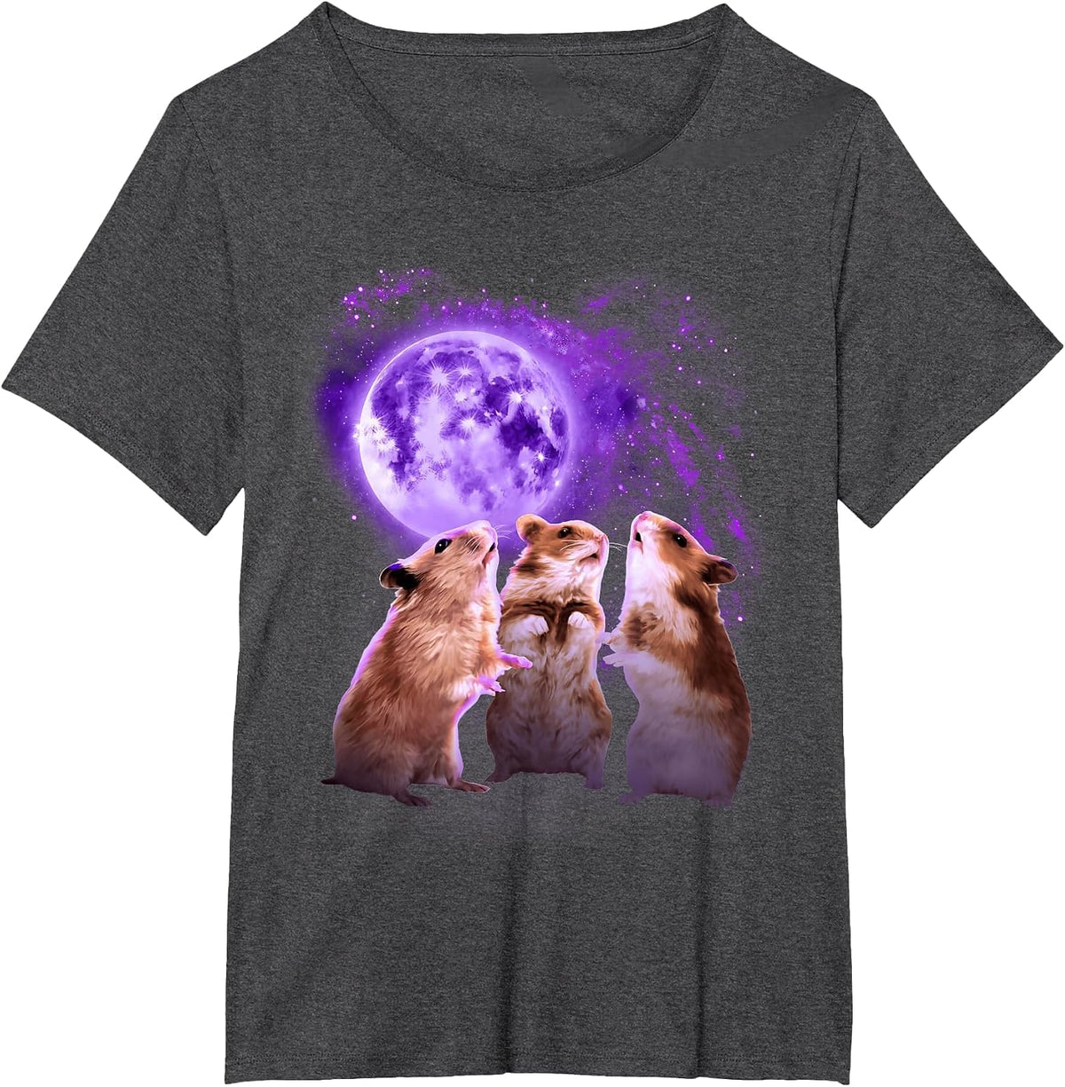 Hamsters Howling at the Moon Shirt - Funny Hamster T-Shirt - Dark Heather Grey