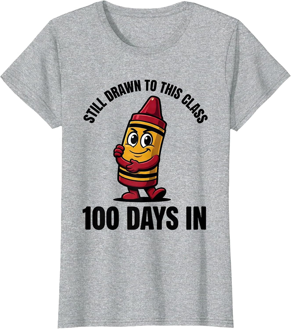 Women's 100 Days In, Still Drawn To This Class Cartoon Teacher T-Shirt - Heather Grey