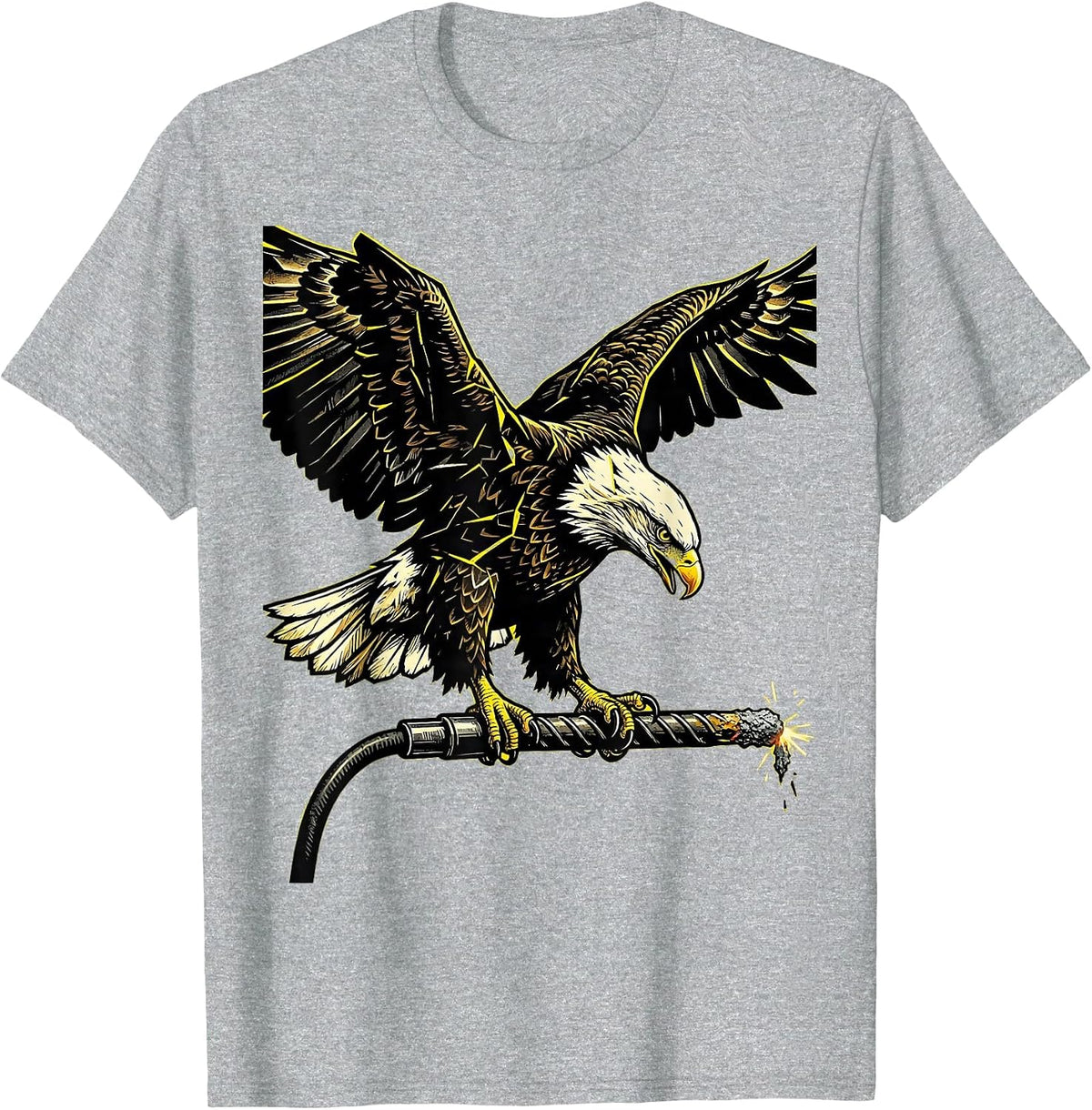Men's Eagle on Welding Electrode Graphic Tee T-Shirt - Heather Grey