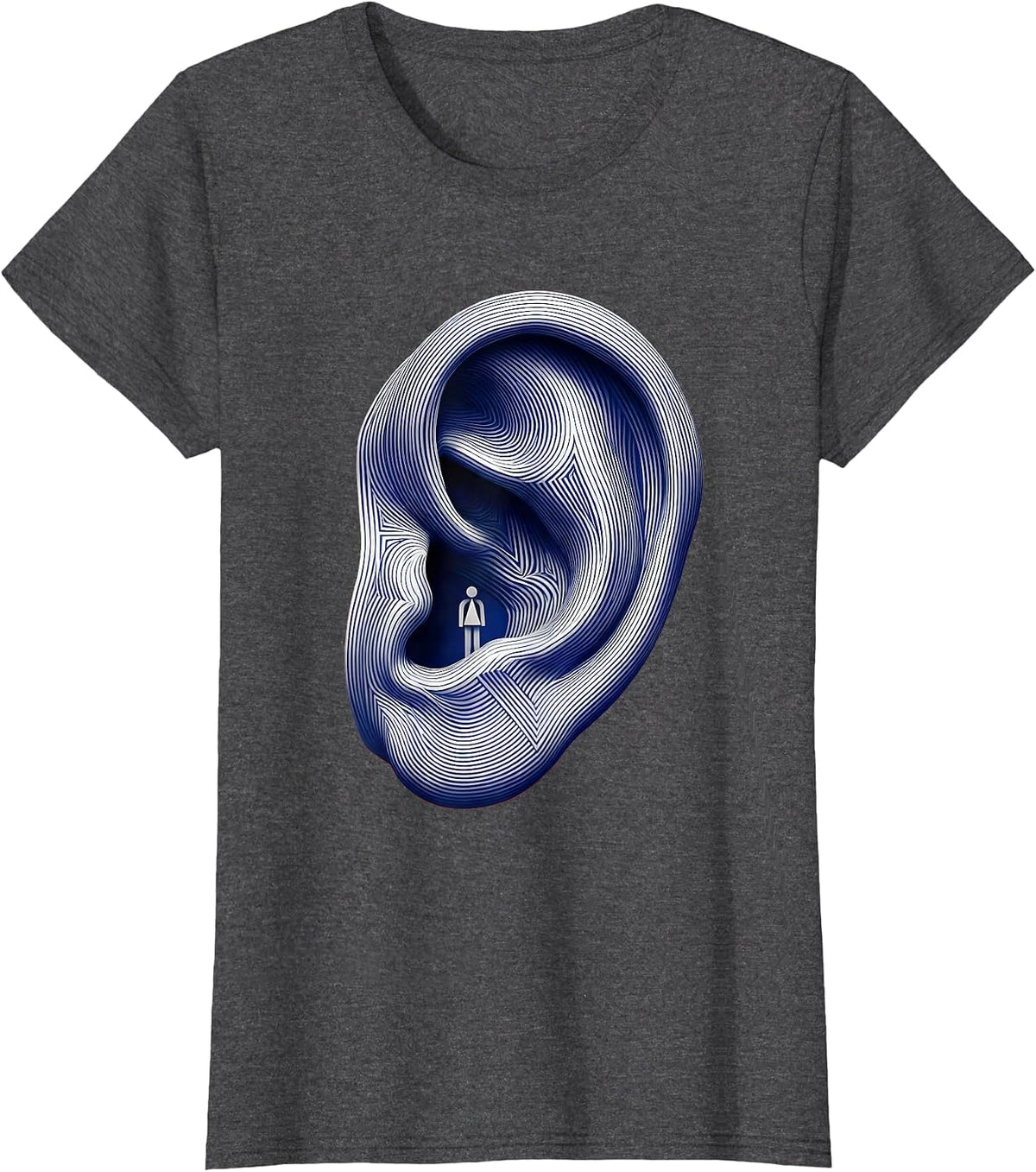 Women's Speech Therapy Giant Ear Illustration Design T-Shirt - Dark Heather Grey