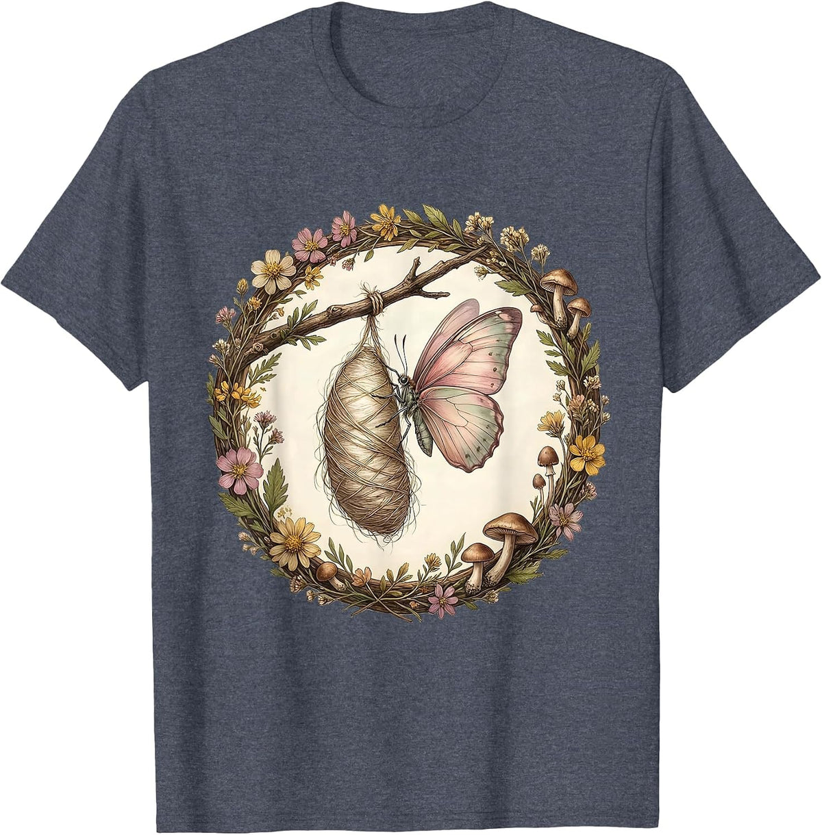 Preschool Teacher Butterfly Cocoon Art Design T-Shirt - Heather Blue