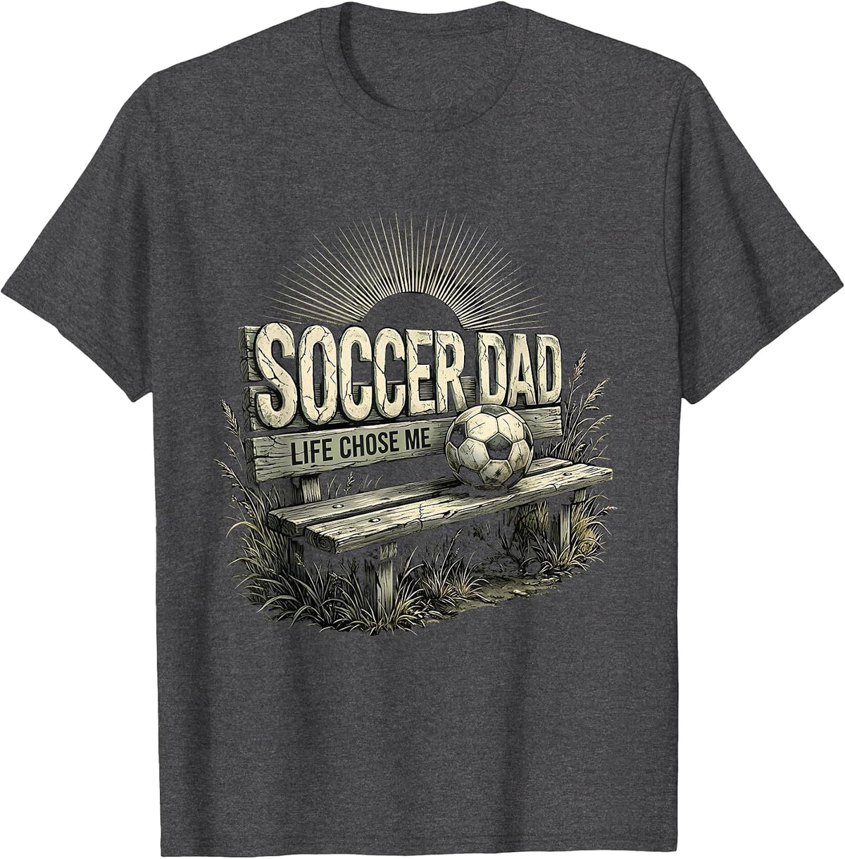 Men's Soccer Dad Life Chose Me Funny Design T-Shirt - Dark Heather Grey