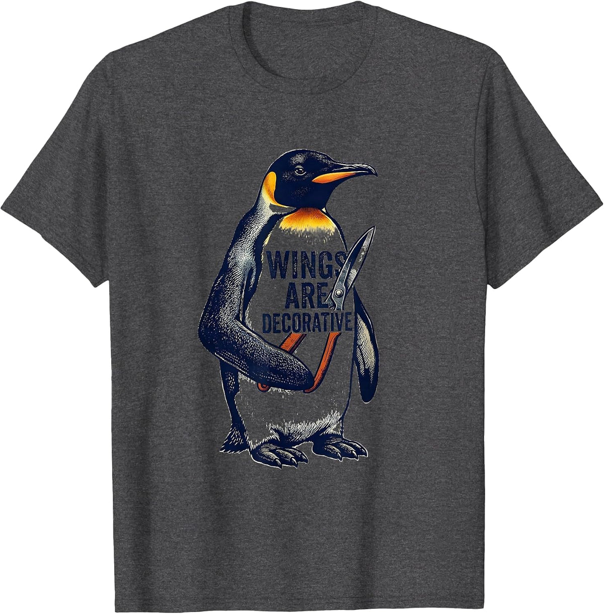Wings Are Decorative Rubber Stamp Kiwi Dark Humor T-Shirt - Dark Heather Grey