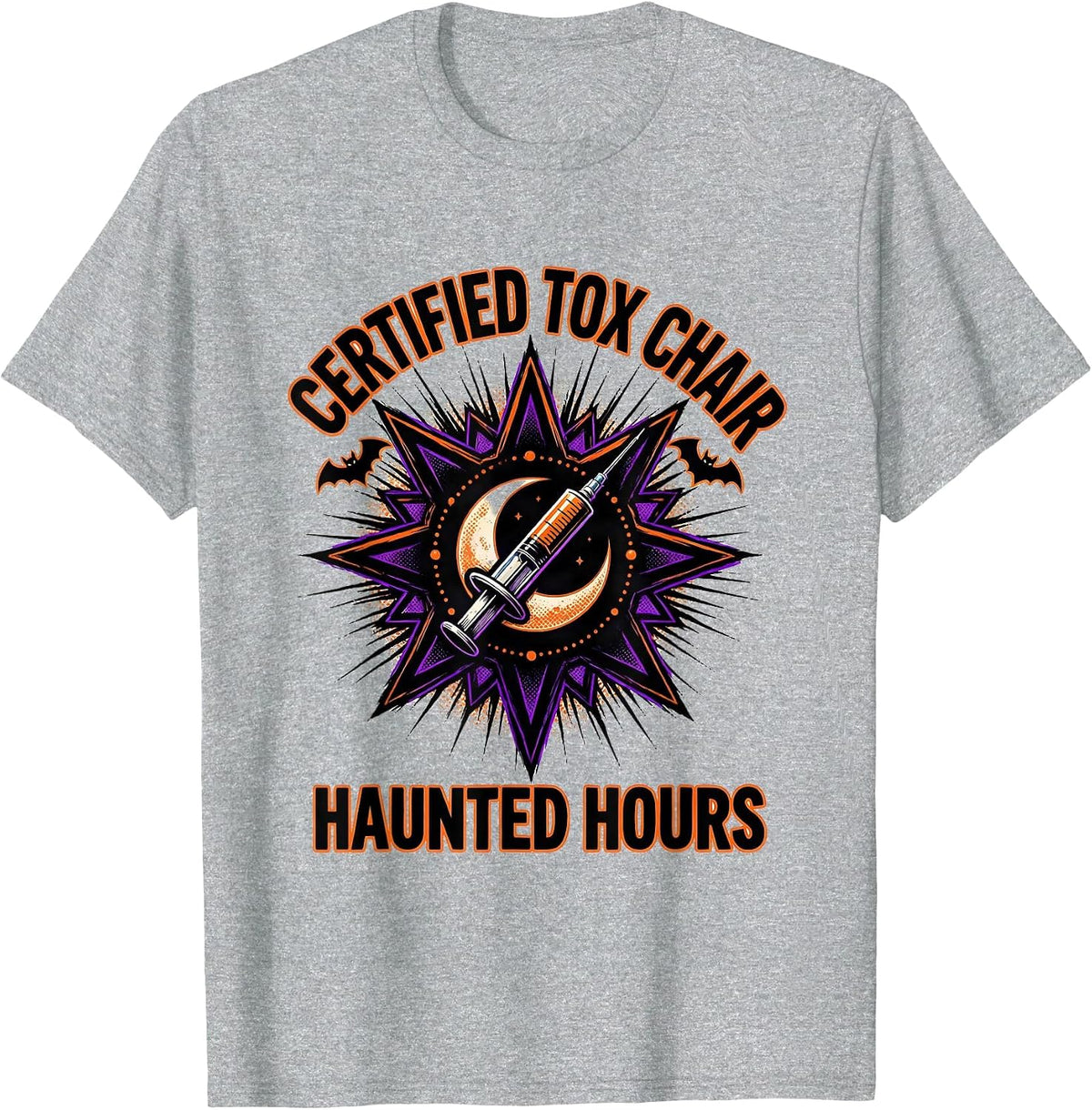 Men's Certified Tox Chair Haunted Hours Comic Book Halloween T-Shirt - Heather Grey