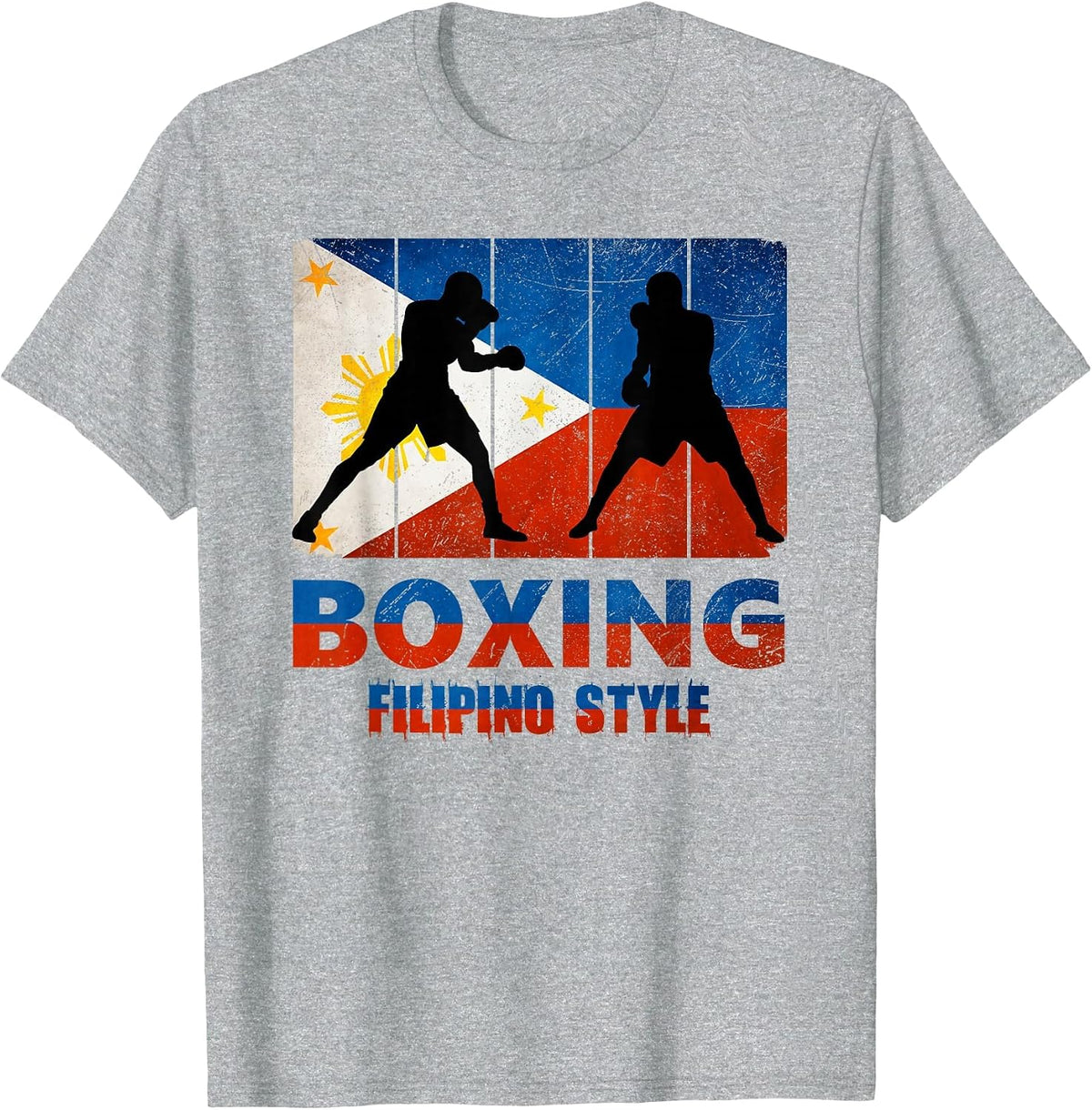 Philippine Vintage Style Boxing Great Filipino Boxer T-Shirt - Heather Grey