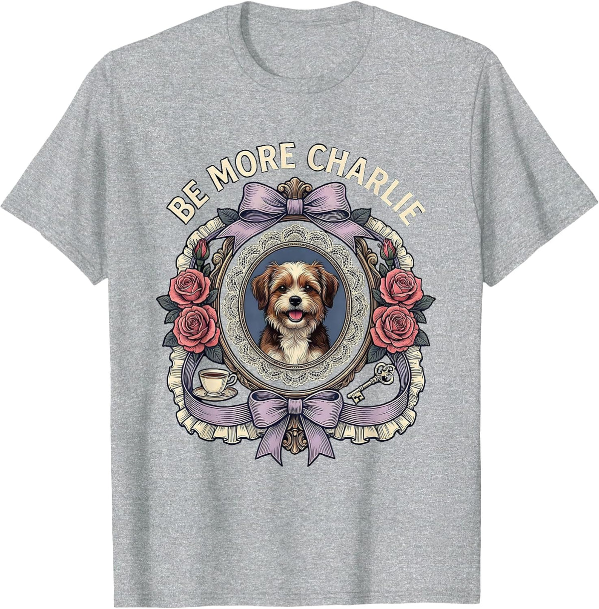 Men's Be More Charlie Live Like Charlie Inspirational Design T-Shirt - Heather Grey