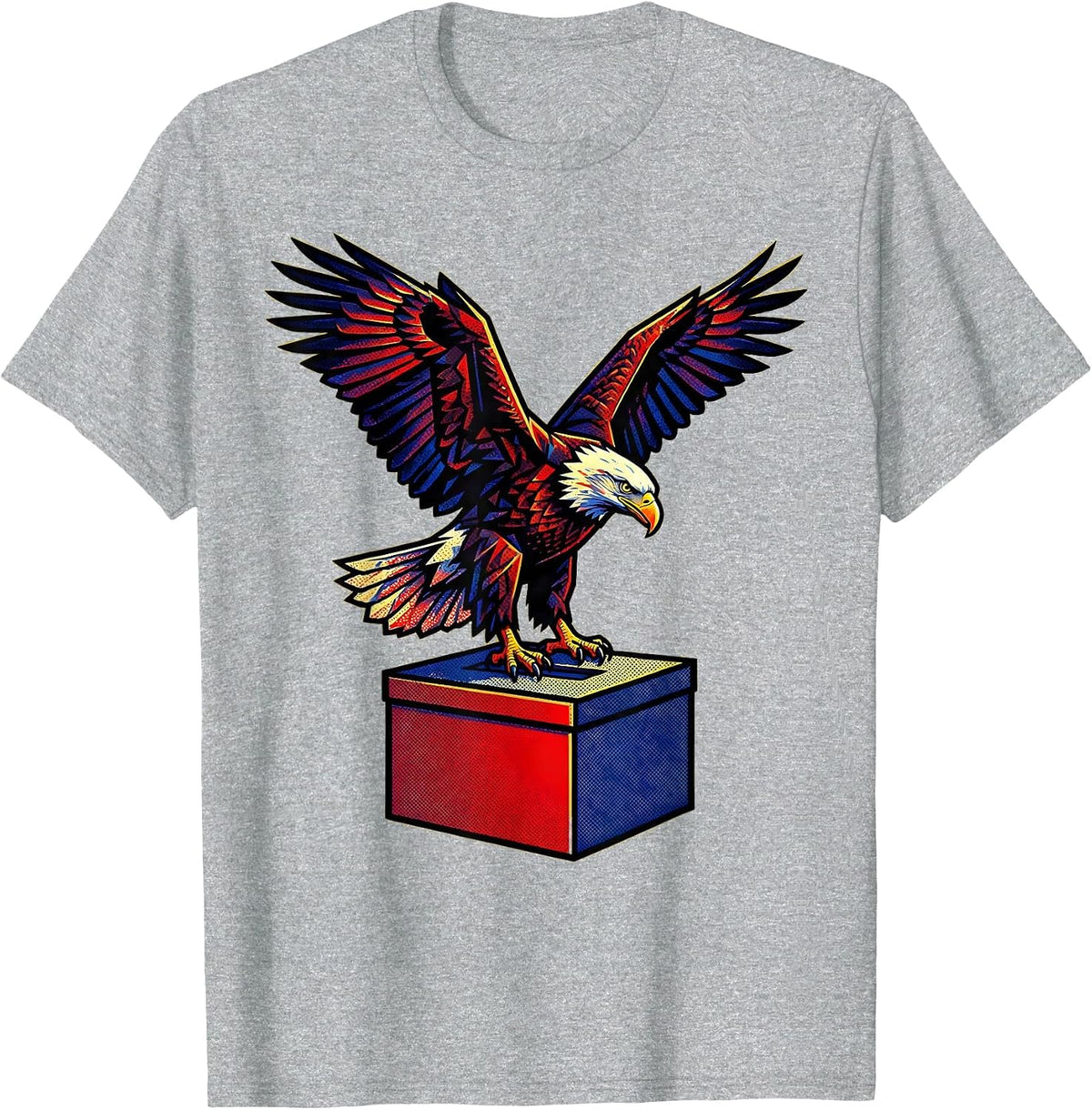 Men's Eagle on Vintage Ballot Box Civic Pride Design T-Shirt - Heather Grey