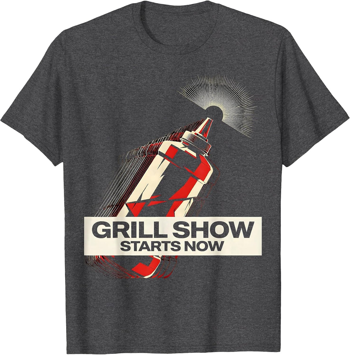 Grill Show Starts Now Futurist Dynamism Hibachi Chef T-Shirt - Dark Heather Grey