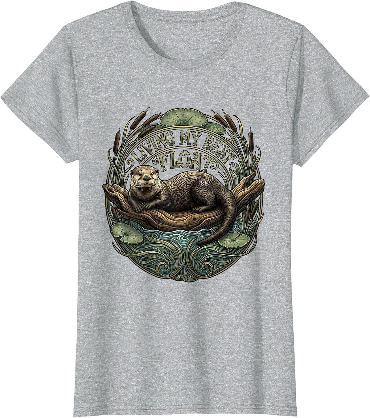 Living My Best Float Otter Lover Design T-Shirt - Heather Grey