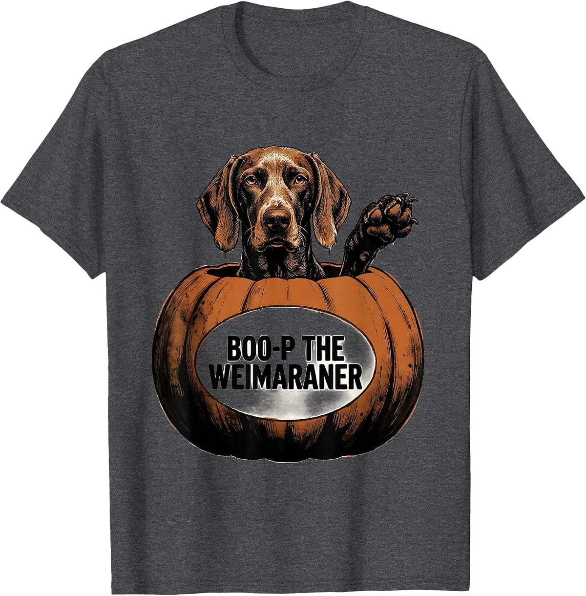 Boo-P The Weimaraner Funny Dog Lover Halloween Costume T-Shirt - Dark Heather Grey