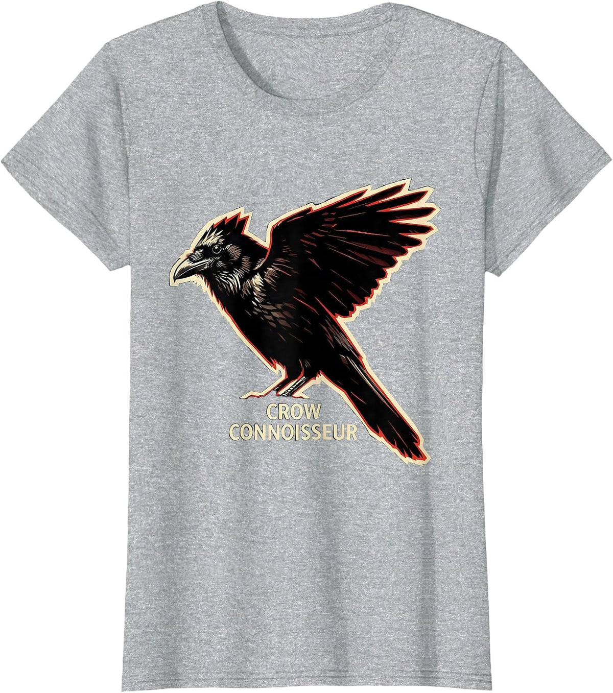 Women's Crow Connoisseur Gothic Nature Bird Silhouette Art T-Shirt - Heather Grey