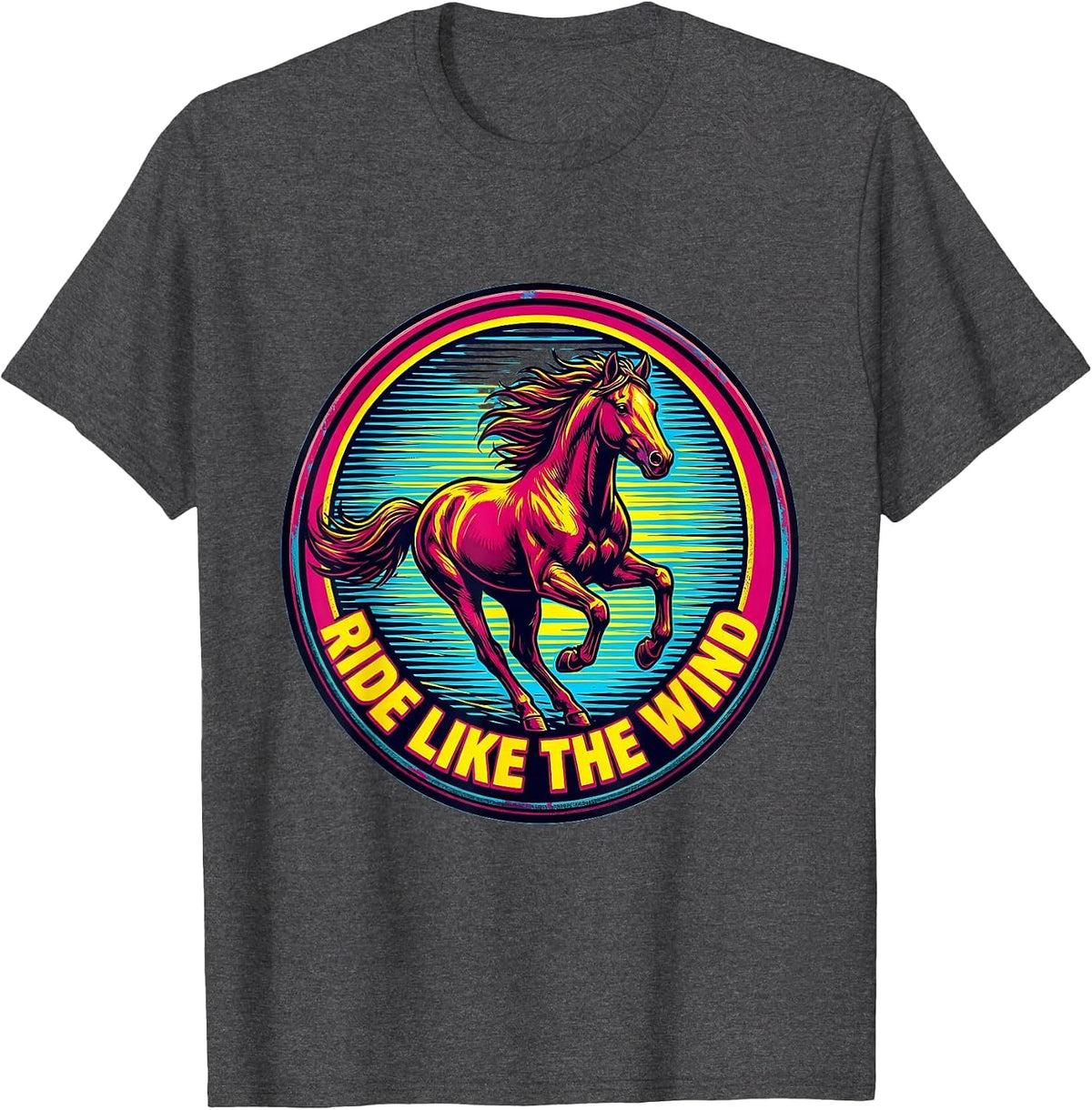 Ride Like the Wind Horse Lover Design T-Shirt - Dark Heather Grey