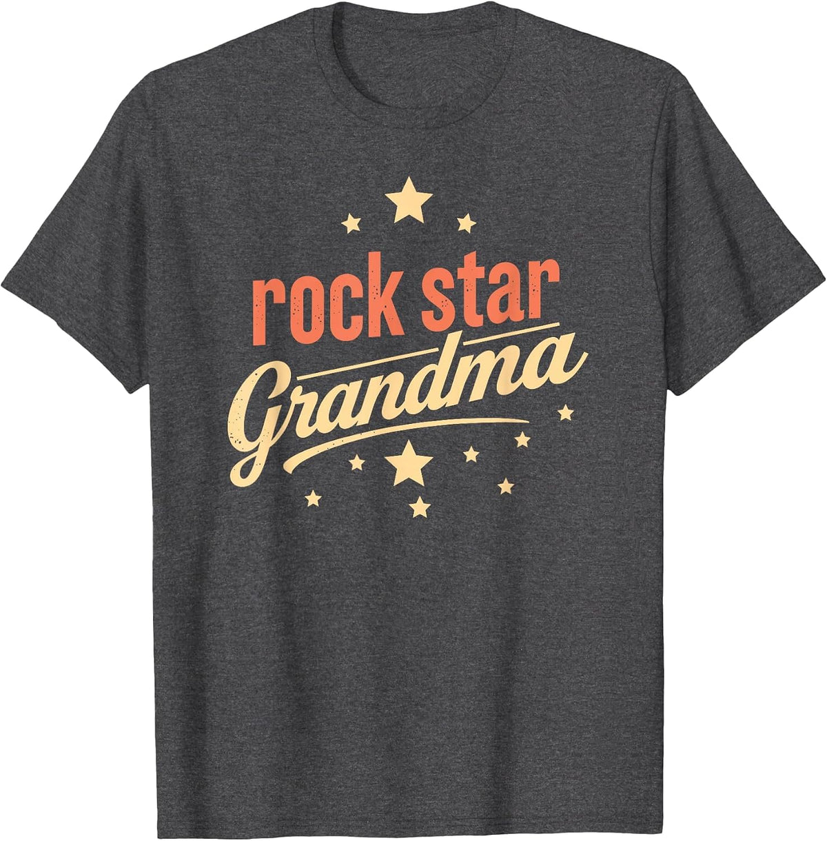 Funny Rockin Graphic Rock Star Grandma T-Shirt - Dark Heather Grey