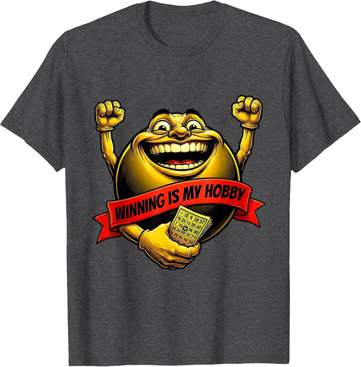 Winning Is My Hobby Bold Statement Design T-Shirt - Dark Heather Grey