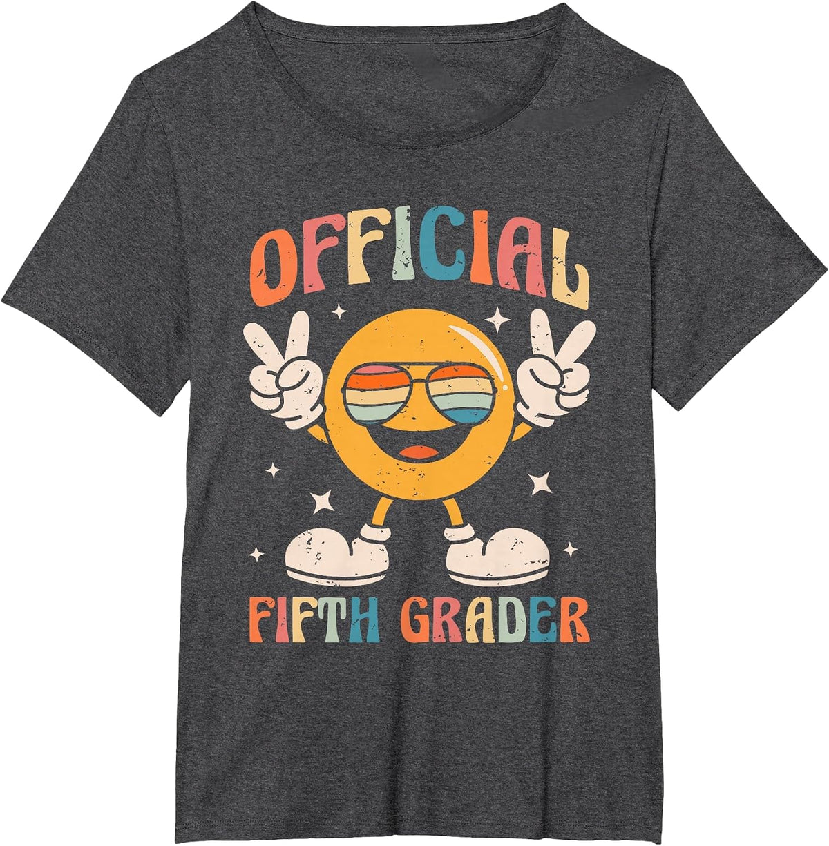 Official Fifth Grader - 5th Grade Retro Back to School Kids T-Shirt - Dark Heather Grey