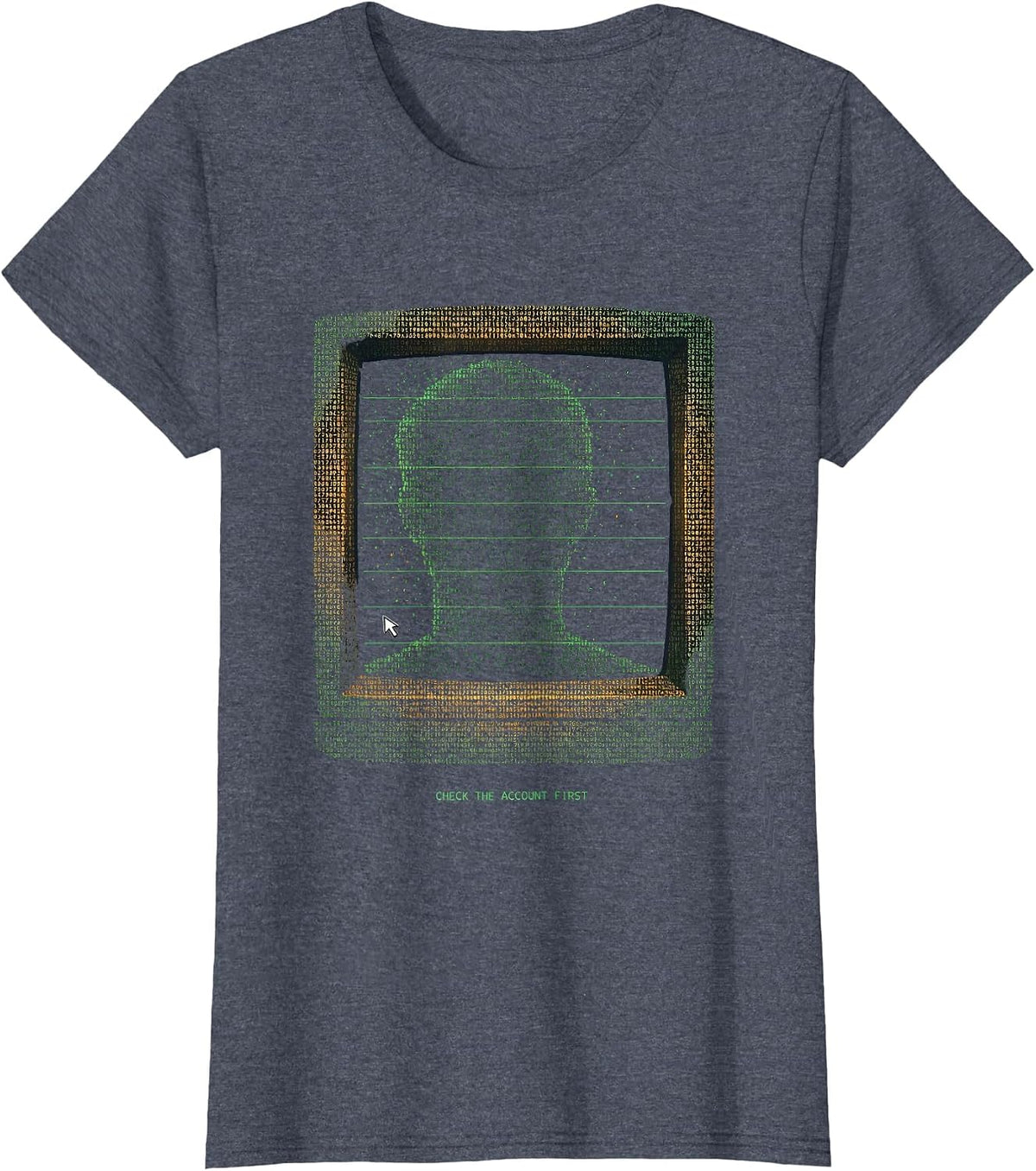 Check The Account First Funny IT Support Programmer Tech T-Shirt, Women, Heather Blue, Small - As Pictured