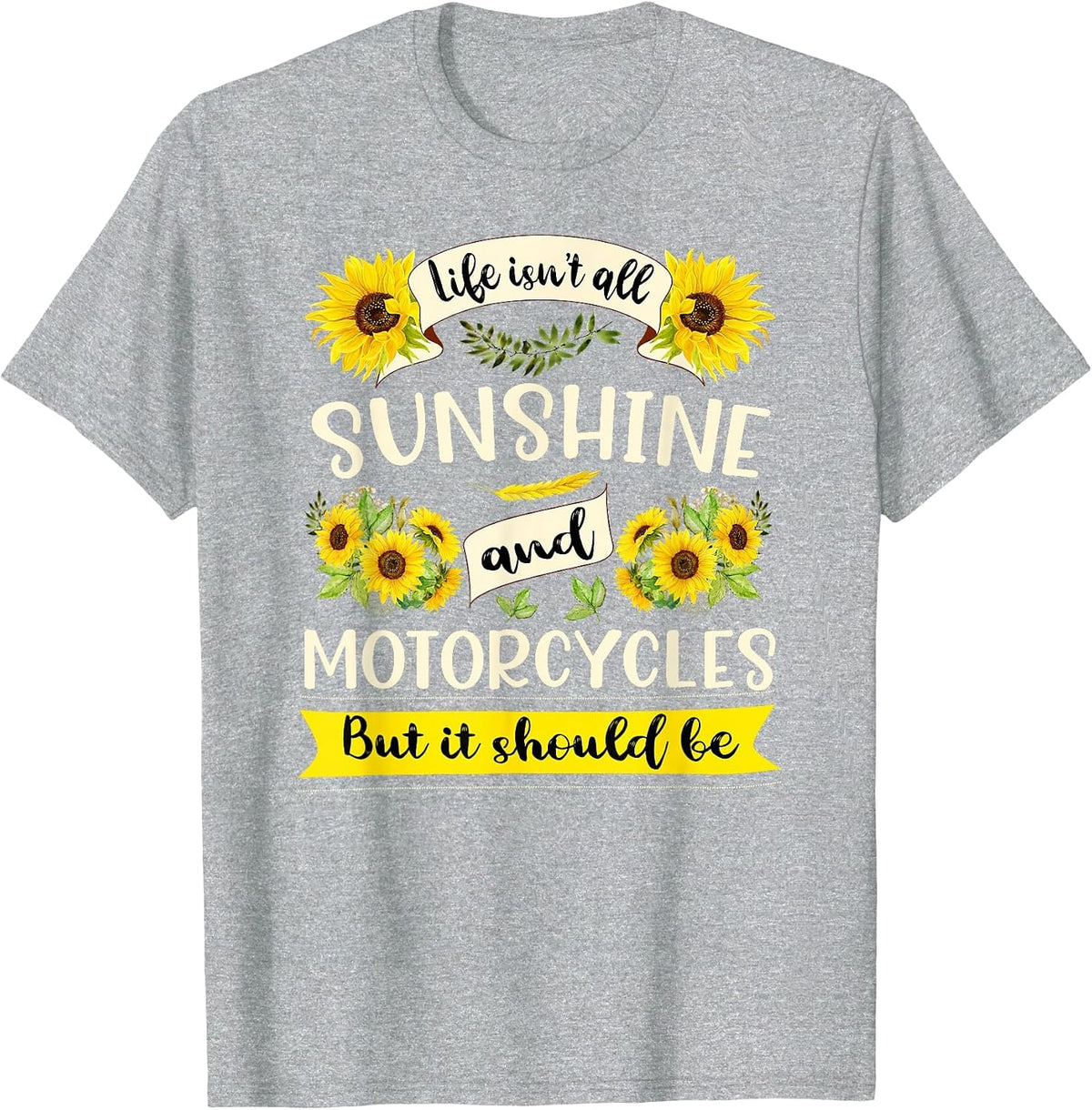 Sunshine and Motorcycles | Funny Biker Moms & Grandmas T-Shirt - Heather Grey