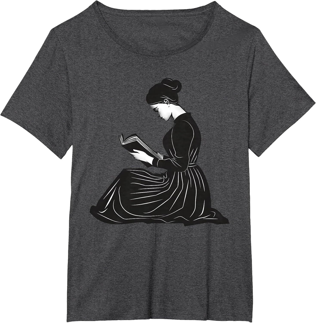 Emily Dickinson Reading A Book T-Shirt - Dark Heather Grey