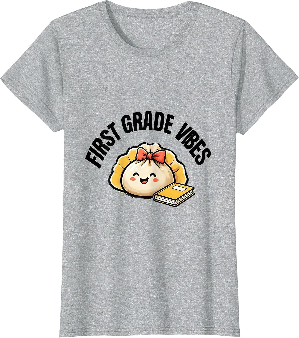 First Grade Vibes Cute Dumpling Back to School Girl Teacher T-Shirt - Heather Grey