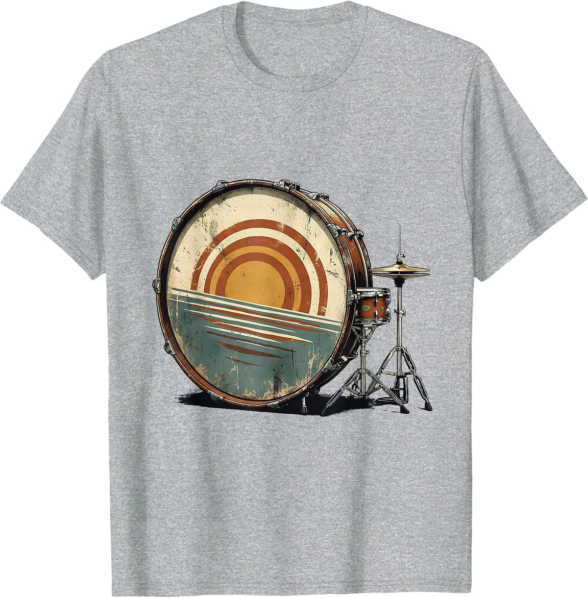 Men's Vintage Drummer Drum Circle Percussionist Humor T-Shirt - Heather Grey