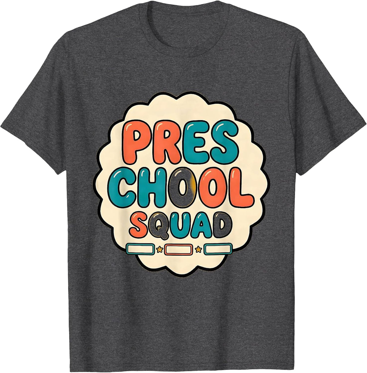 Preschool Squad Childcare Provider Daycare Teacher Back T-Shirt - Dark Heather Grey