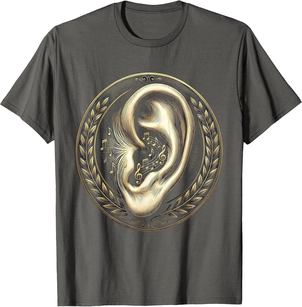 Music Teacher Ear With Musical Notes Blooming Art T-Shirt - Asphalt Grey