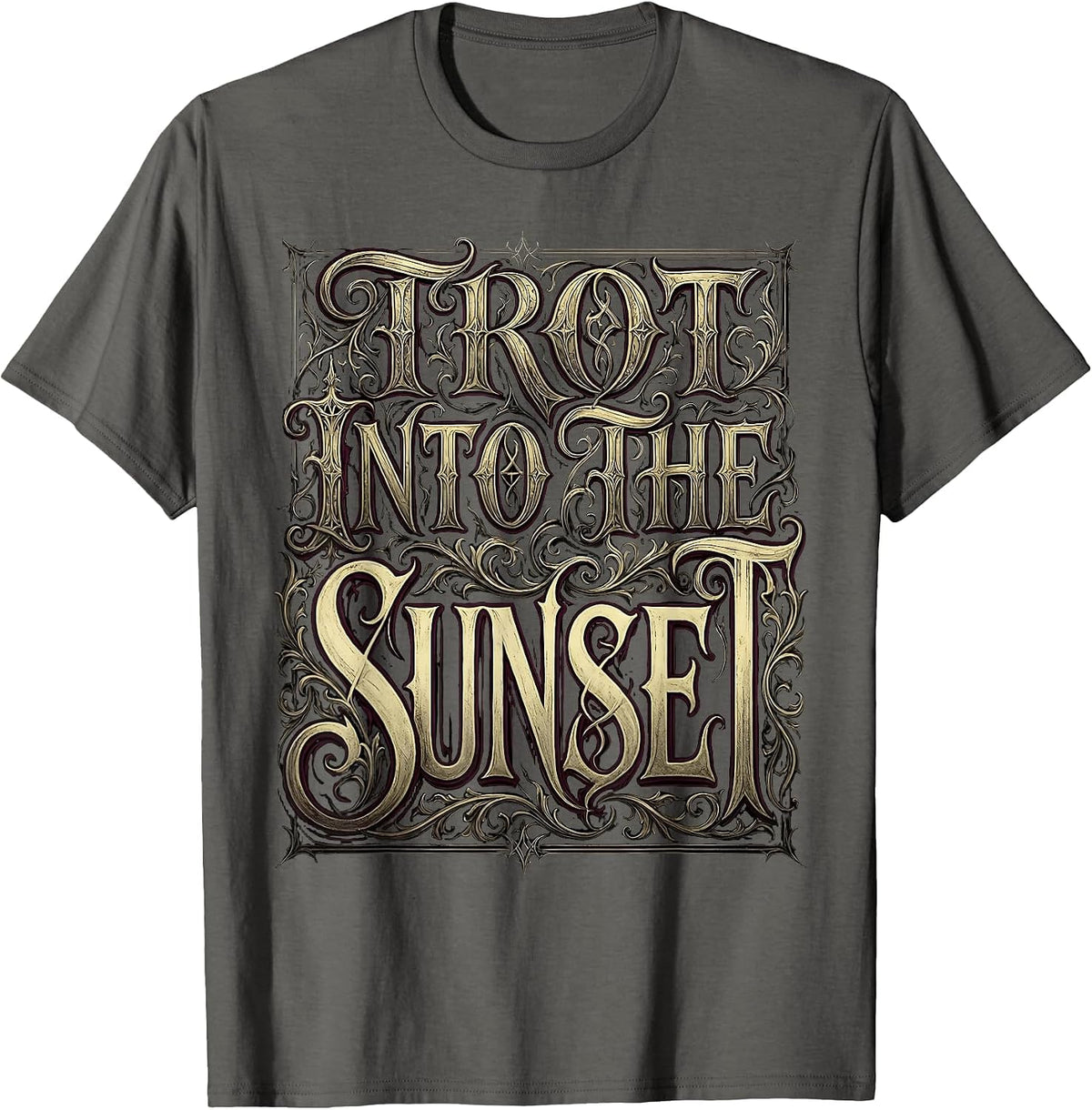 Trot Into the Sunset Equestrian Design T-Shirt - Asphalt Grey
