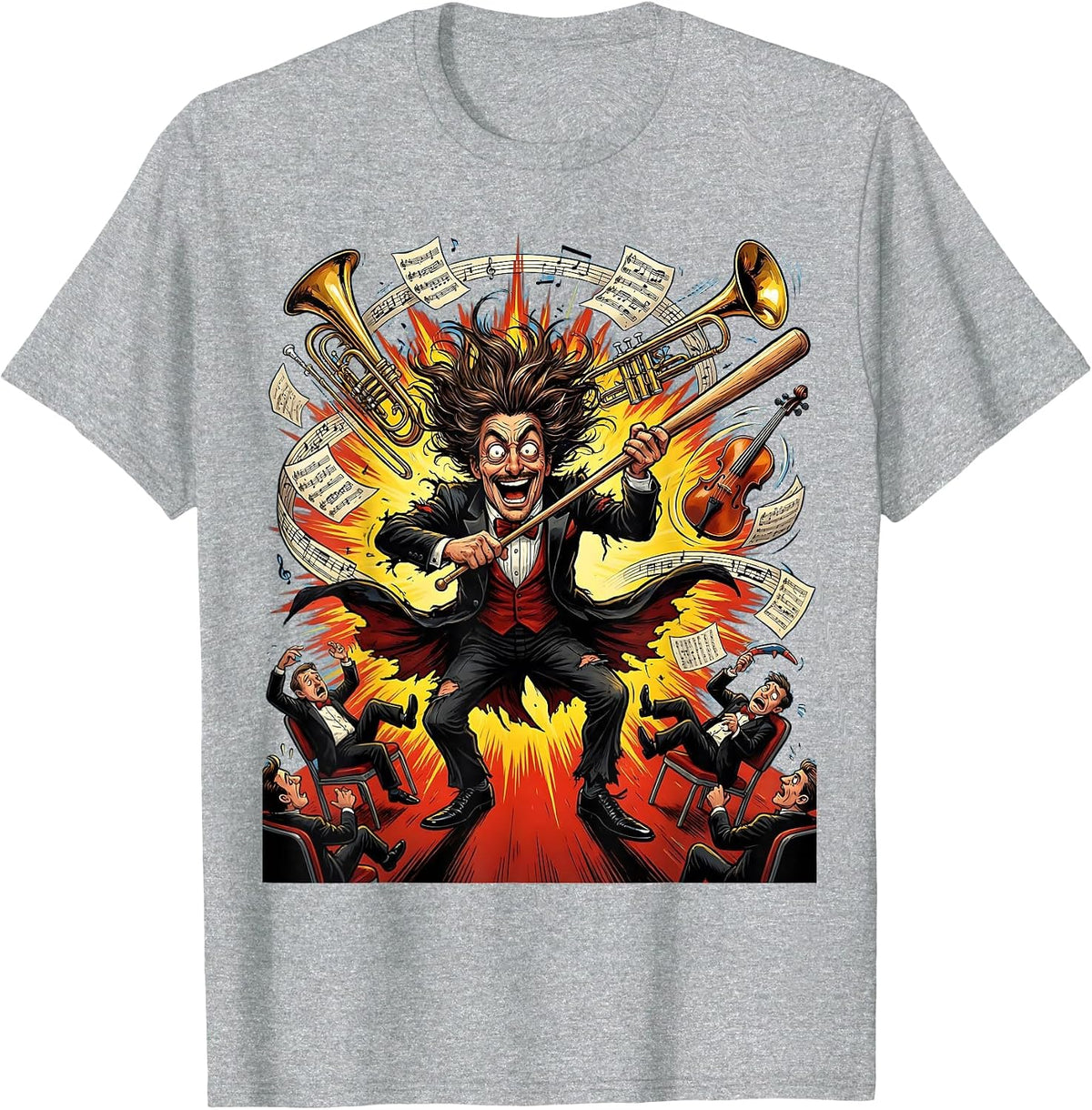 Men's Chaos Coordinator Conductor Exploding Orchestra T-Shirt - Heather Grey