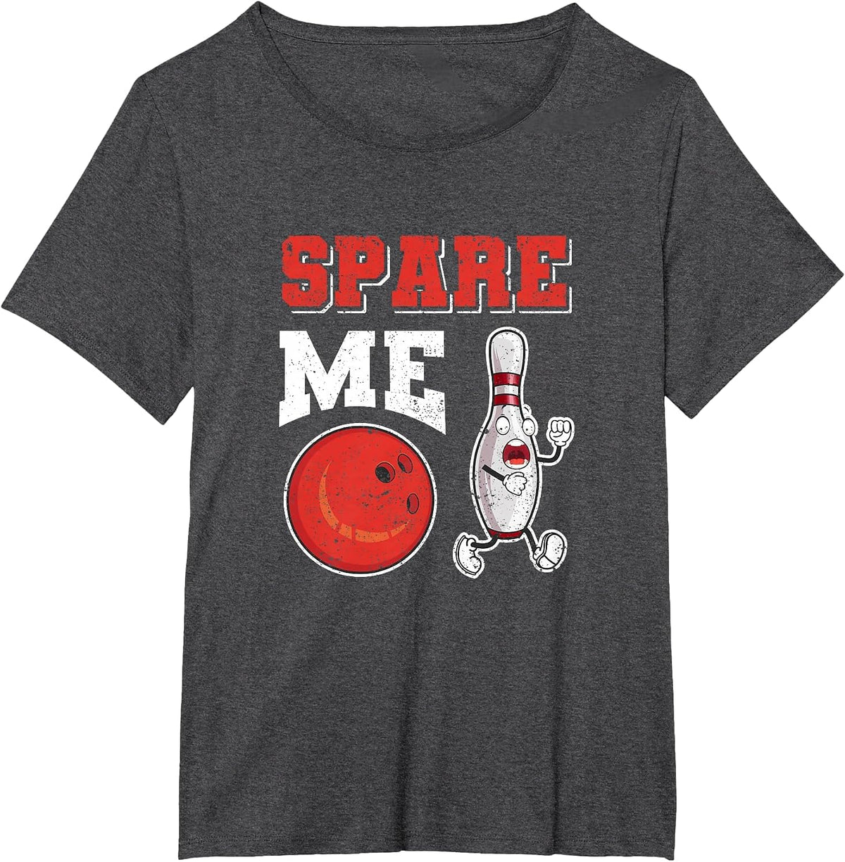 Funny Pin Strike Lovers Bowler Team Sport Spare Me Bowling T-Shirt - Dark Heather Grey