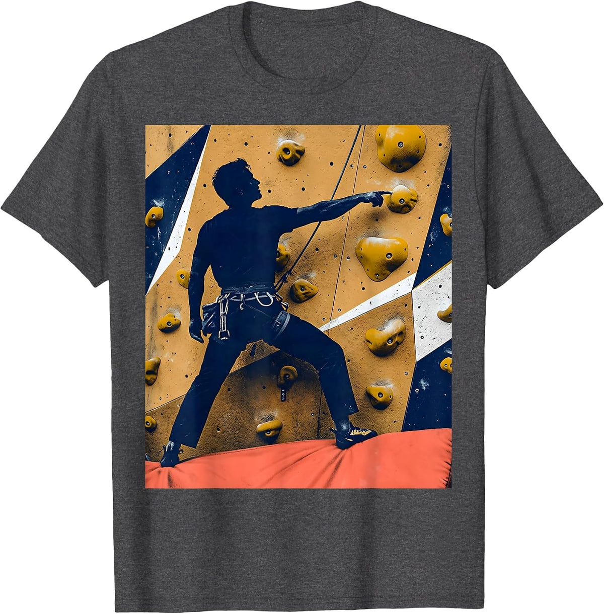 Solid Climber Split Stance Bouldering Humor Gift T-Shirt - Dark Heather Grey
