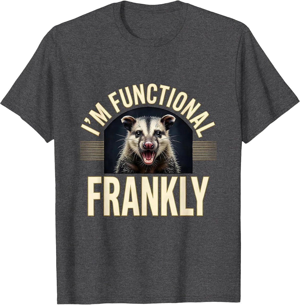 Men's I'm Functional, Frankly Funny Opossum Meme Wildlife Humor T-Shirt - Dark Heather Grey