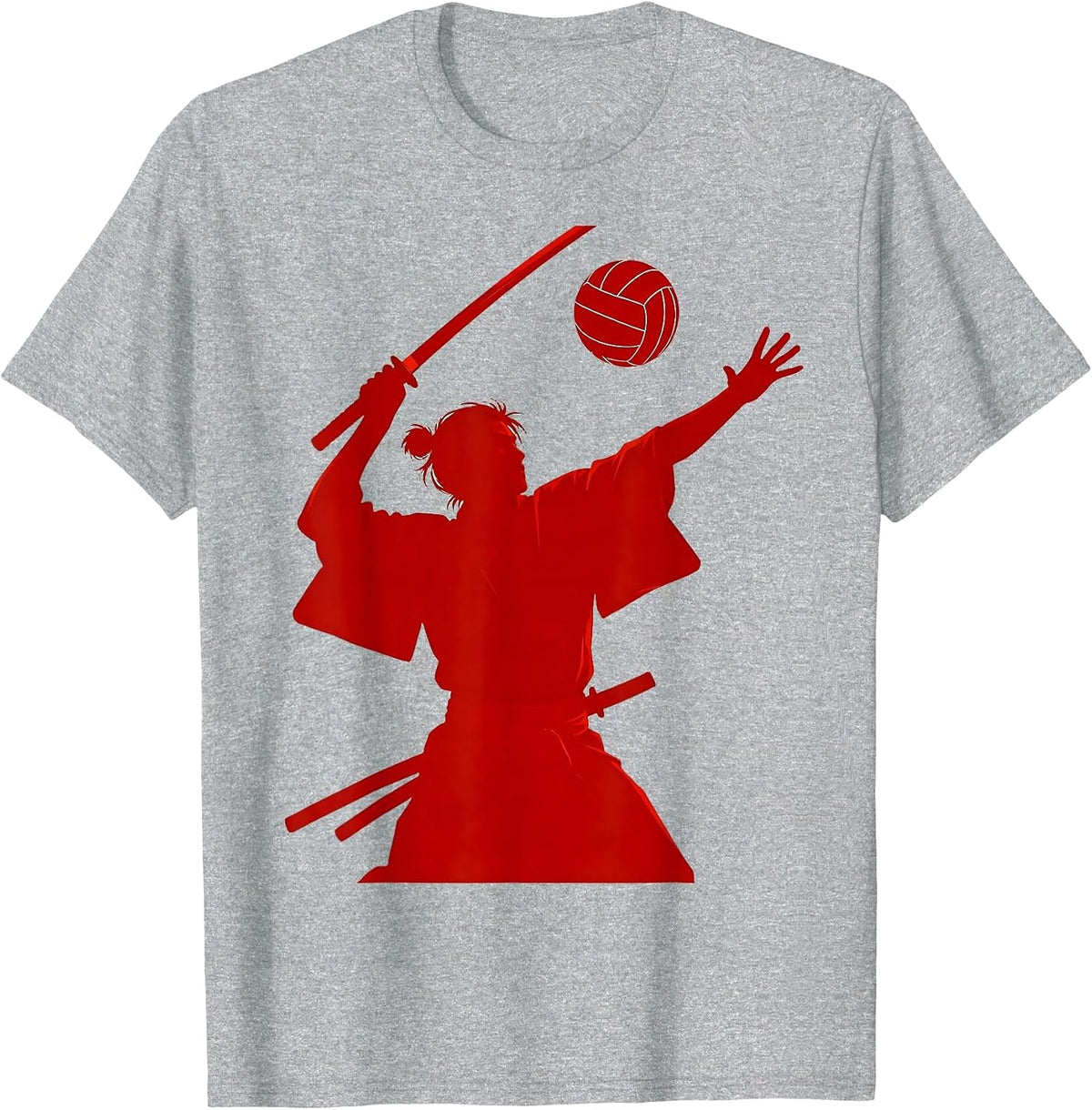 Men's Samurai Volleyball Warrior Serve Graphic T-Shirt - Heather Grey