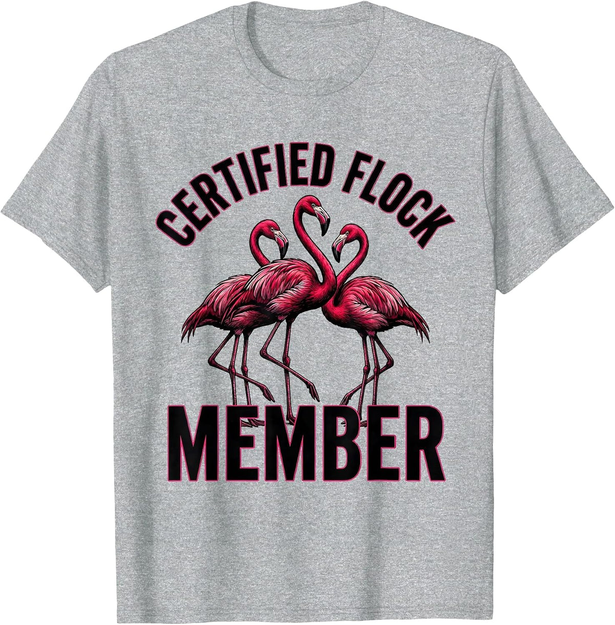 Men's Certified Flock Member Flamingo Lover Summer Vacation T-Shirt - Heather Grey