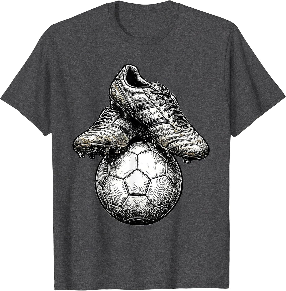 Men's Soccer Coach Worn Cleats and Ball Graphic T-Shirt - Dark Heather Grey