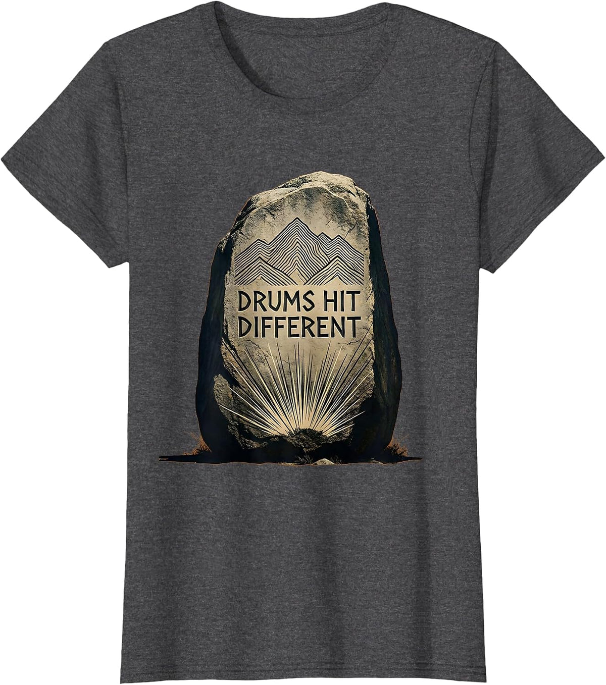 Women's Drums Hit Different Drummer Music Design T-Shirt - Dark Heather Grey