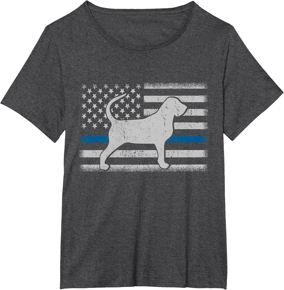 Bloodhound K 9 Police Thin Blue Line Flag Bloodhound T-Shirt - Dark Heather Grey