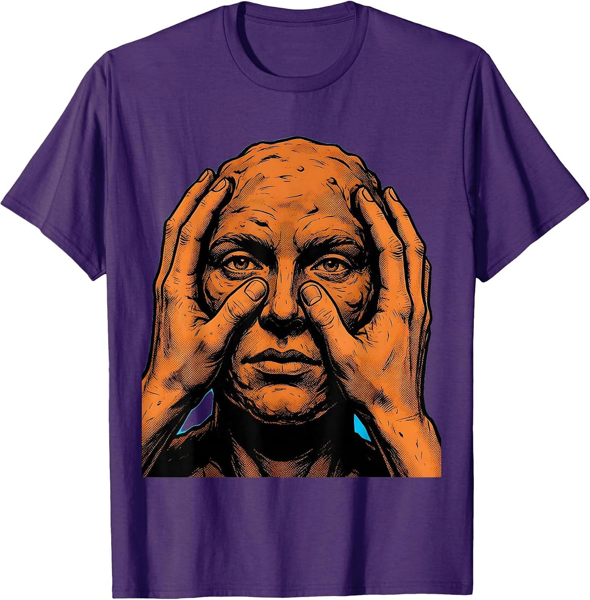 Men's Art Teacher Sculptor Clay Face Illustration T-Shirt - Purple