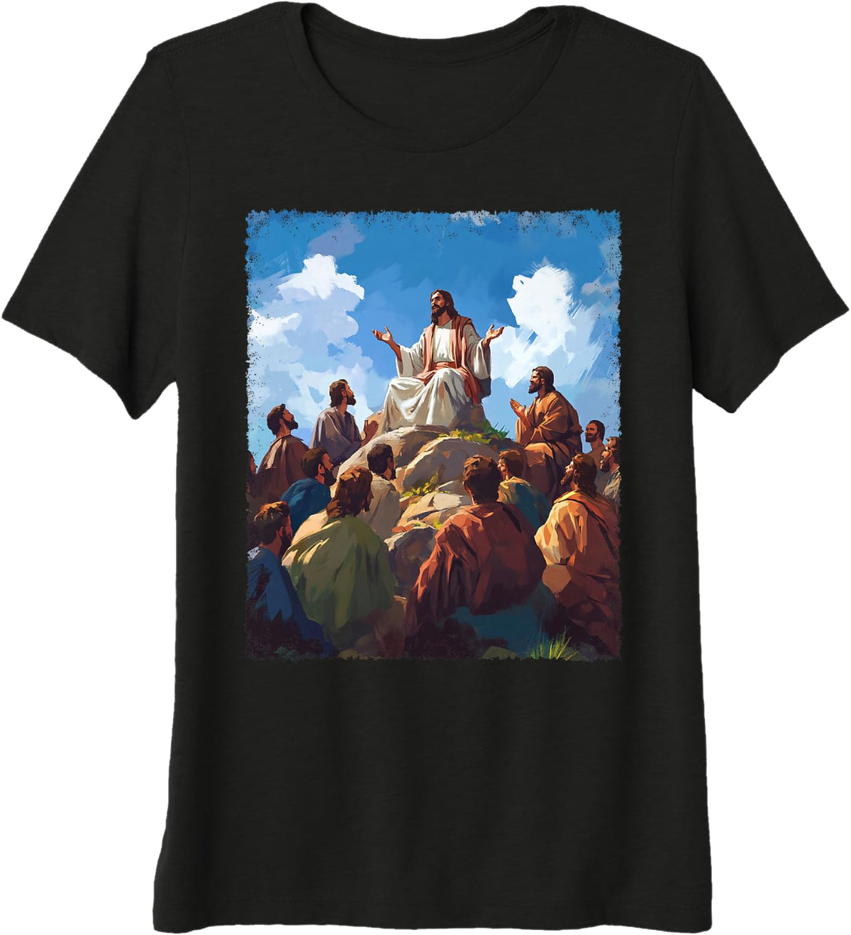 Apostle Disciple and Jesus Christ Sermon On The Mount Premium Tri-blend T-Shirt - Black