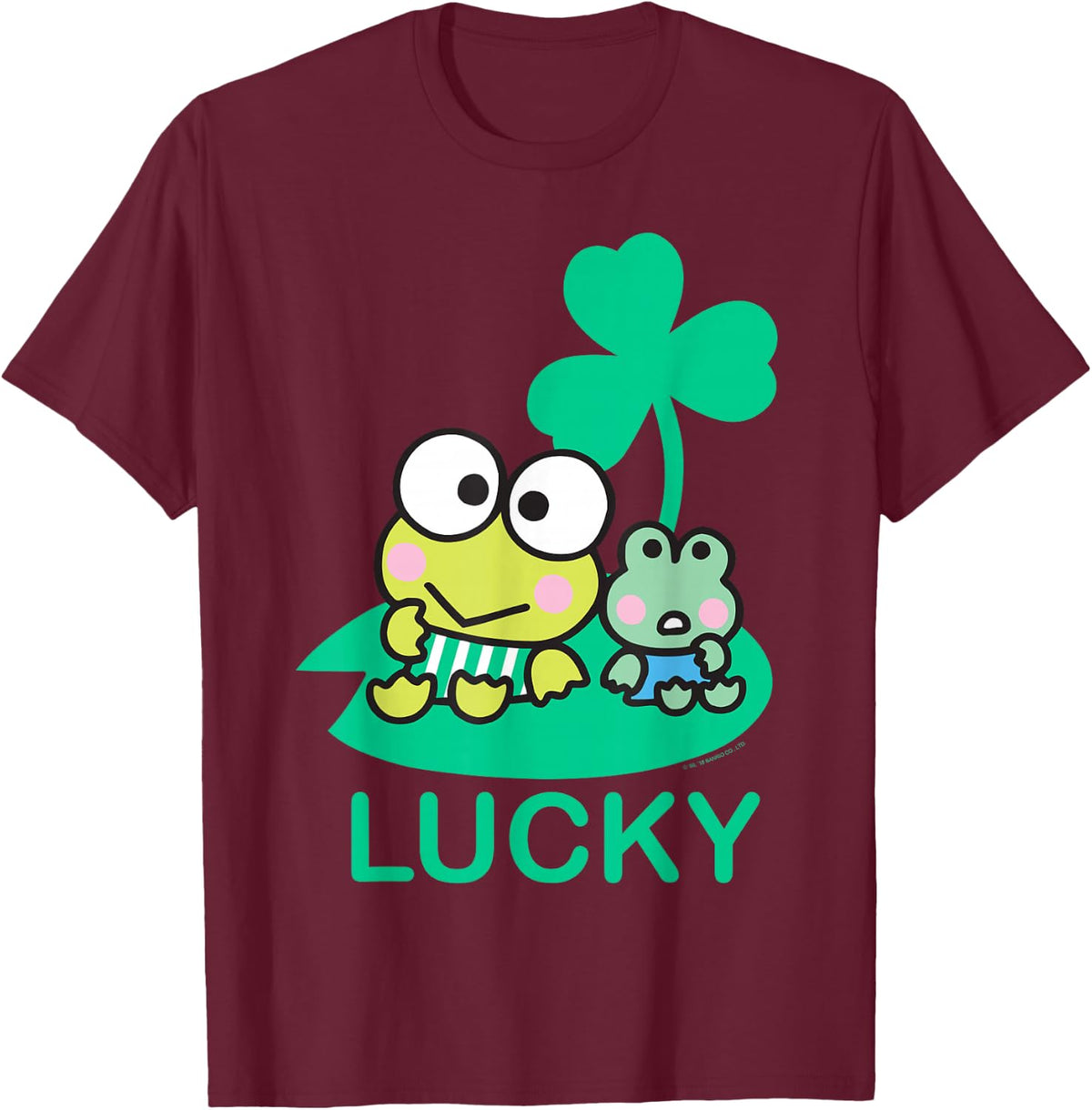 Keroppi and Friend Lucky St. Patrick's Day Tee Shirt T-Shirt - Burgundy