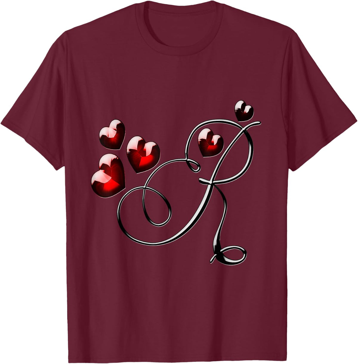 Alphabet Letter R and Red T-Shirt - Burgundy