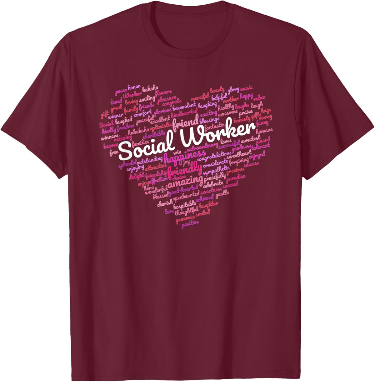 SOCIAL WORKER Counseling Team Counselor College Work Squad T-Shirt - Burgundy