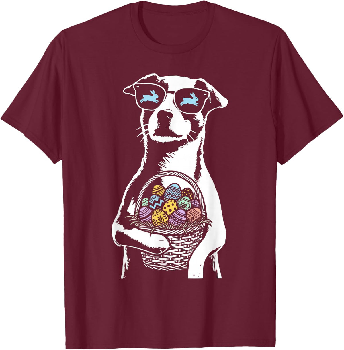 Easter Dog Easter Egg Basket Funny Easter T-Shirt - Burgundy
