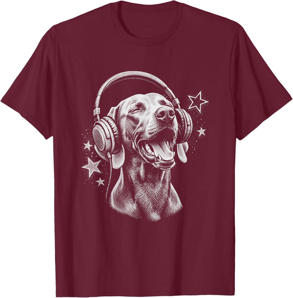 Weimaraner Singing Headphones Y2K T-Shirt - Burgundy