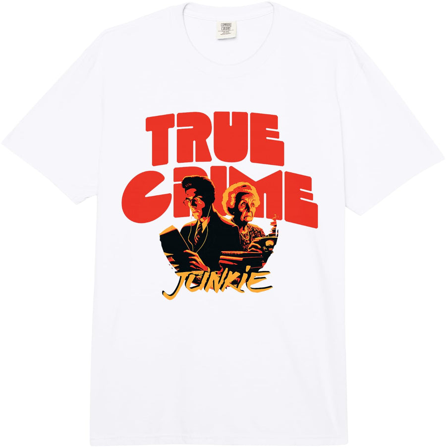 True Crime - TV Junkie Style Comfort Colors Adult Heavyweight T-Shirt - Adult Unisex White