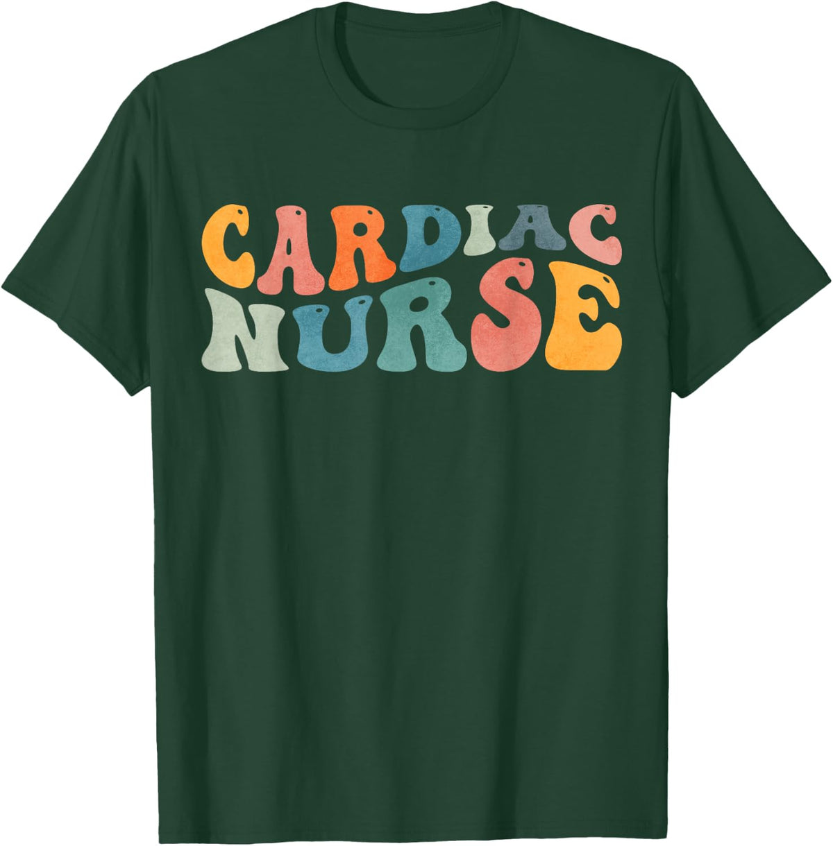 Groovy Cardiac Nurse Heart Cardiology Nursing T-Shirt - Dark Green