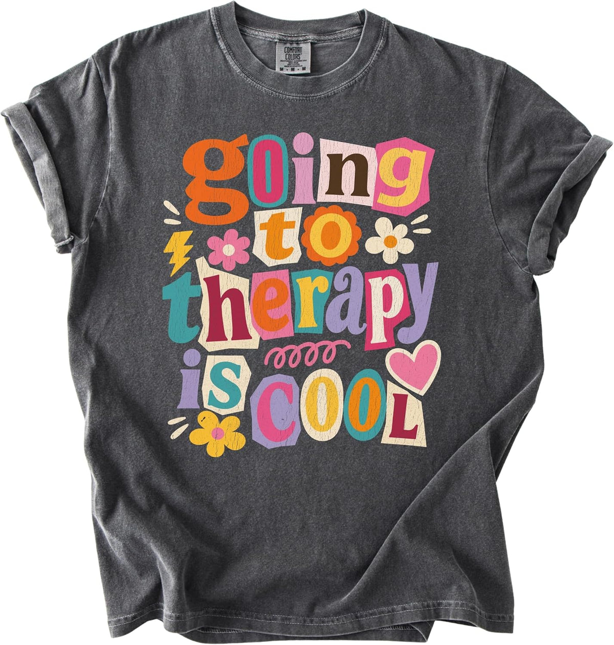 FITIN Going to Therapy is Cool T-Shirt, Mental Health Message Graphic Tee - Pepper